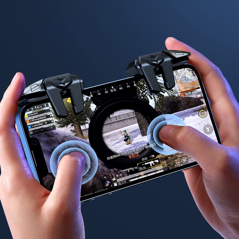 2 trigger di gioco a 6 dita senza latenza per PUBG Game Aim Gaming Trigger Mobile Gamepad Trigger Joystick per telefoni Android