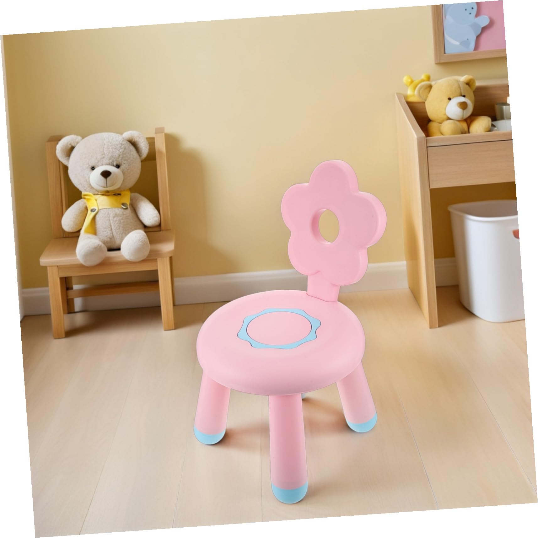 Zerodeko Sgabello per Plastica Rinforzata Piccolo e Portatile Antiscivolo e Multifunzionale per Bagno Cucina e Cameretta Rosa