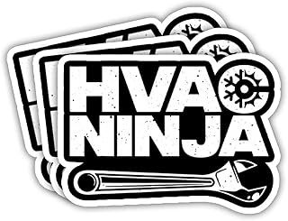 SODAVA 3Pcs HVAC Tech Stickers, Black Vinyl, Glossy, Cartoon, Funny HVAC Tech, Removable, Waterproof, Bumper Stickers