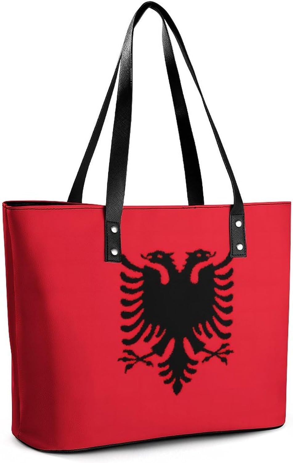 Vintage Albania Albanian Ea-gles Flag Women's Tote Leather Handbag Shoulder Bag Purse for Shopping Travel