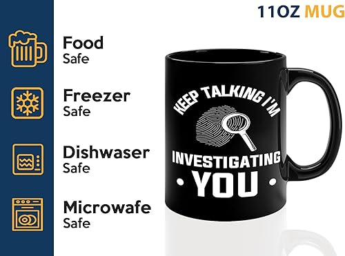 Miniatura 4 de Taza de café detective de 11 onzas, color negro - Keep talking im - oficial de policía policía patrulla detective sheriff aplicación de la ley