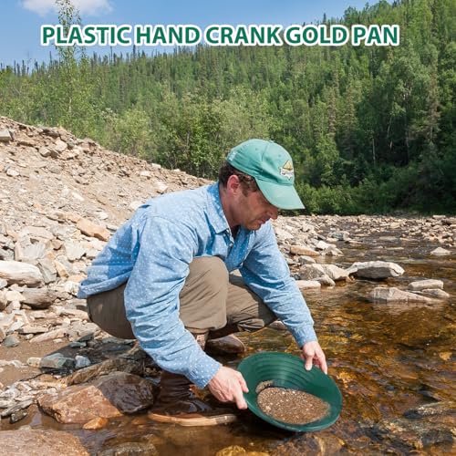 YUNYODA Goldpfanne für Goldwasch, 38,5 x 8,5cm Goldwaschpfanne aus Kunststoff, Gold Pan Basin Nugget Mining Baggern Schürfen Sieben Schwenken Goldwannenbecken (Grün)