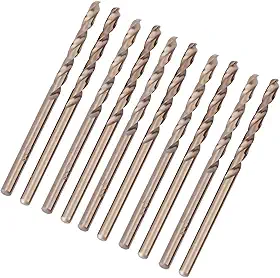 Conjunto de brocas de cobalto M35, 10 peças, brocas HSS CO de 1,0 a 5,0 mm com ponto dividido de 135 graus para chapa de ferro fundido de aço inoxidável (2,5 mm)