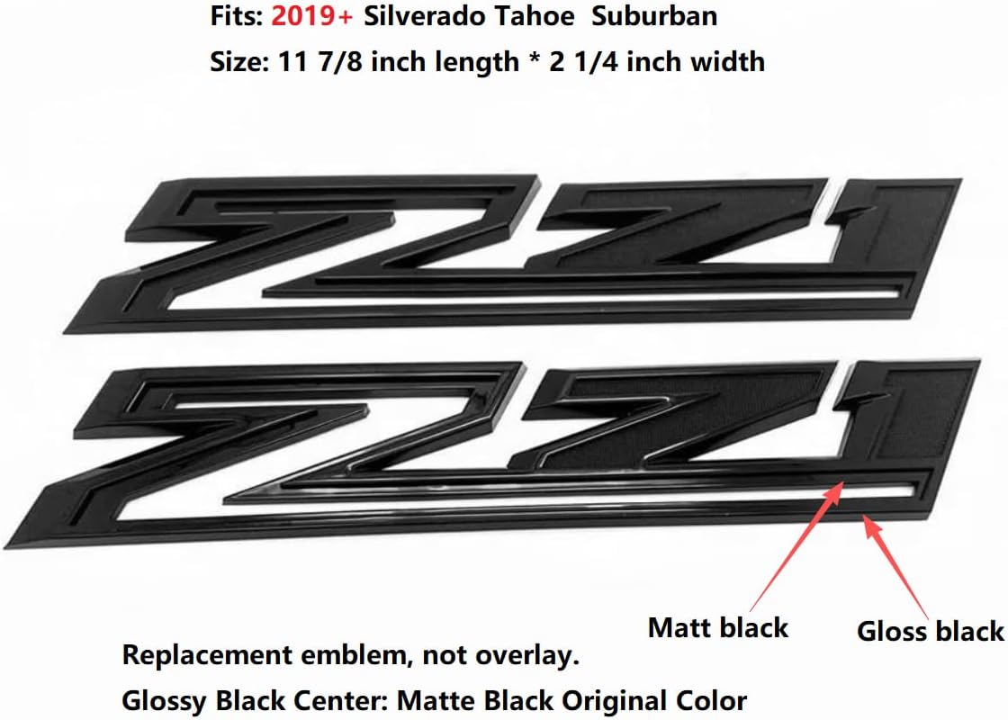 (Set of 3) 2019-2026 OEM 2pack Side Decals Emblems + Grille Z71 Badges Compatible with Silverado Genuine Parts 84632695 84384428 (All Black)