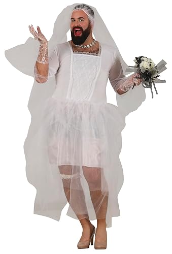 FIESTAS GUIRCA - Disfraz de Novia para Hombre (56-58/XXL) - Vestido y Velo