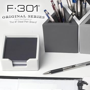 Zebra Pen F-301 Retractable Ballpoint Pen, Stainless Steel Barrel, Fine Point 0.7mm, Non-Slip Grip, Pack of 6 +3 Refills