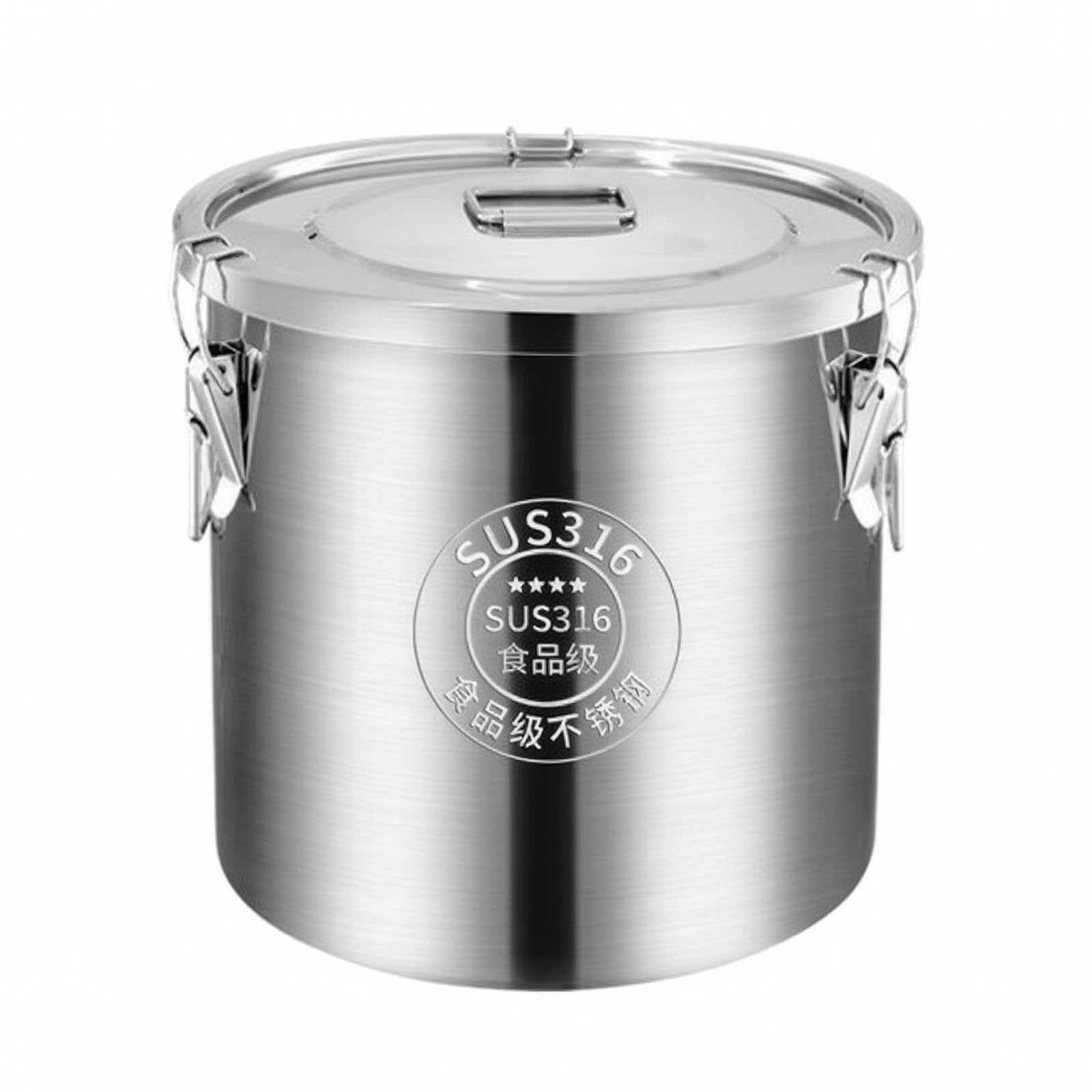 Contenitore Ermetico in Acciaio Inox 316 Resistente All'umidità Secchio Ermetico in Acciaio Inox Robusto per Domestica, 33L 35CM