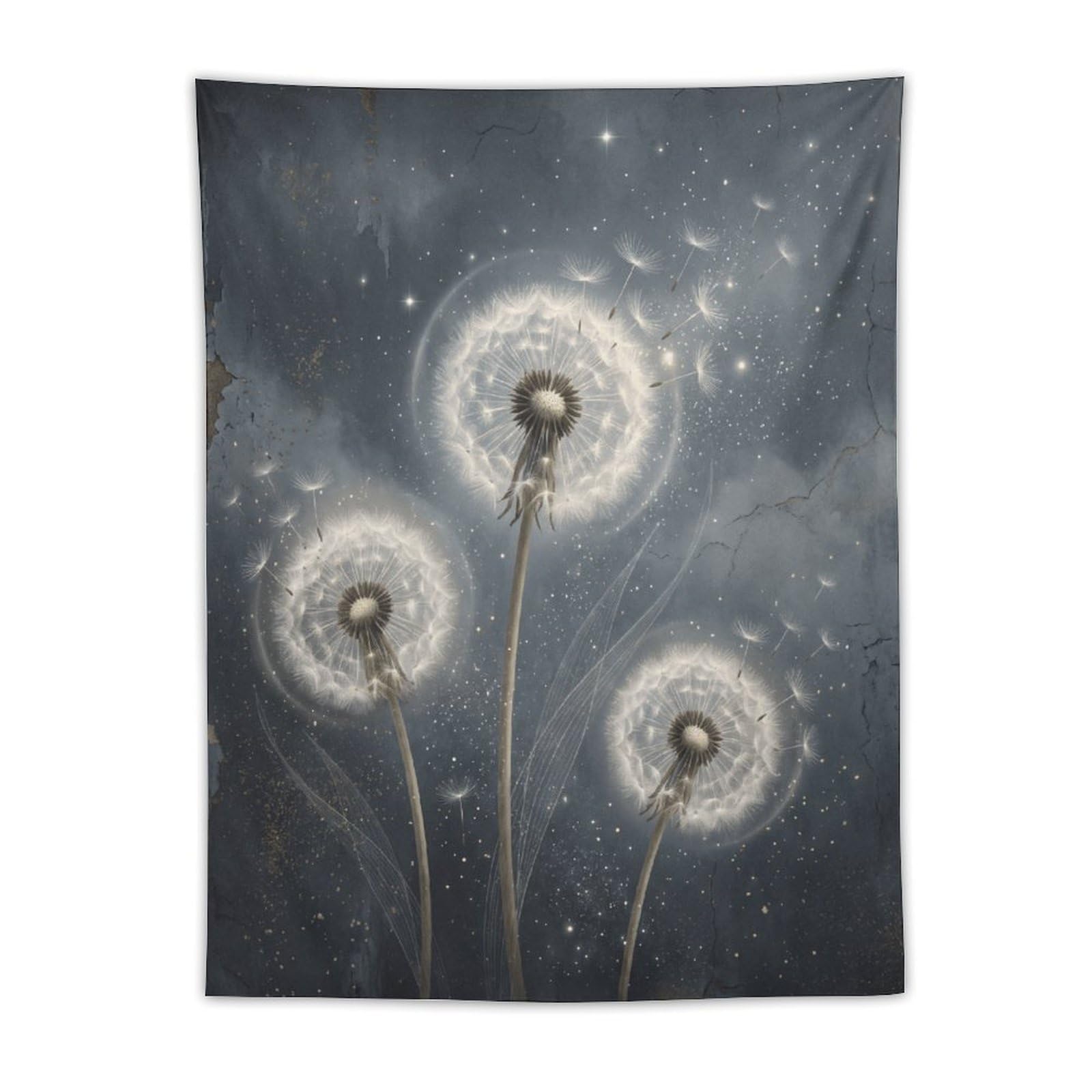 W7C8U2X3 Dandelion Glow Wall Tapestry, Botanical Illustration, College Dorm
