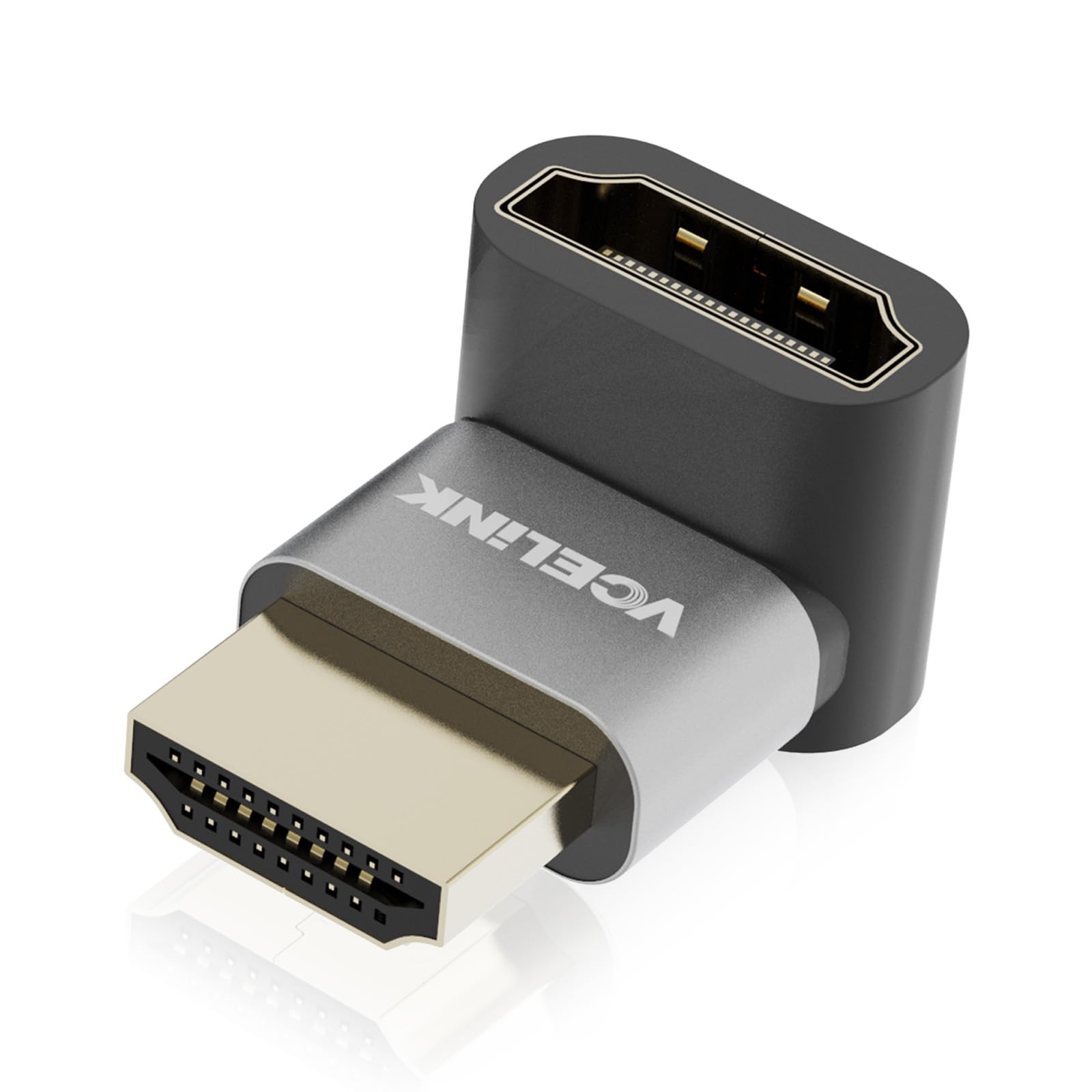 VCELINK Right Angle HDMI Adapter 8K, HDMI Connector 270 degree, HDMI Male to Female Adapter 2.1 Gold Plated Support 8K@60Hz