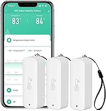 WiFi Hygrometer Thermometer Sensor: Wireless Smart Temperature Humidity Monitor with App Notification Alert, Data Storage Export, Calibration Function, Compatible with Alexa (White-3PCS)
