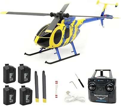 RC ERA C184 MD500 RC Helicopter - 2.4G 6-Gyro 4CH Gyroscope RTF with Optical Sensor & Upgraded Transmitter, RTF Aircraft Model for Adults & Beginners4 Battery