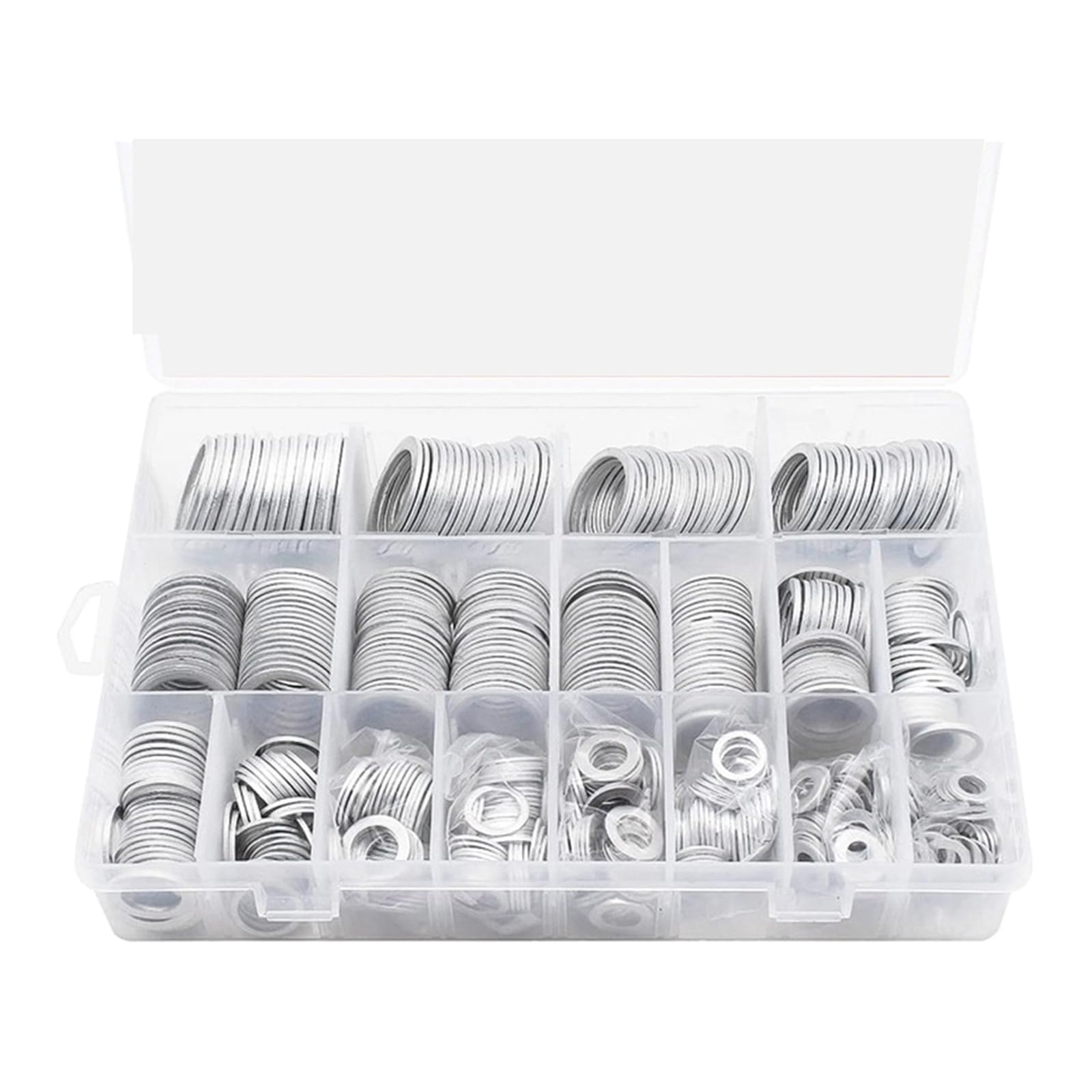 Tsophreniq 540Pcs Aluminum Washers Sealing Gaskets Flat Gaskets Set Oil Drain Plug Aluminum Washer Hardware With Assortment Box Efficient Work Efficiency