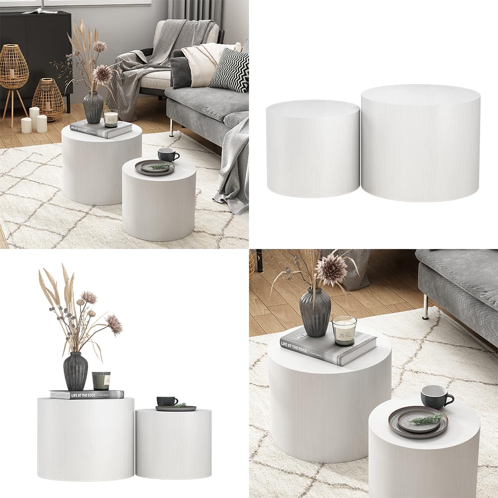 Vicco Set di tavolini da caffè Giva, Bianco, 48 x 48 cm, adatti come tavolini da salotto e per aree lounge