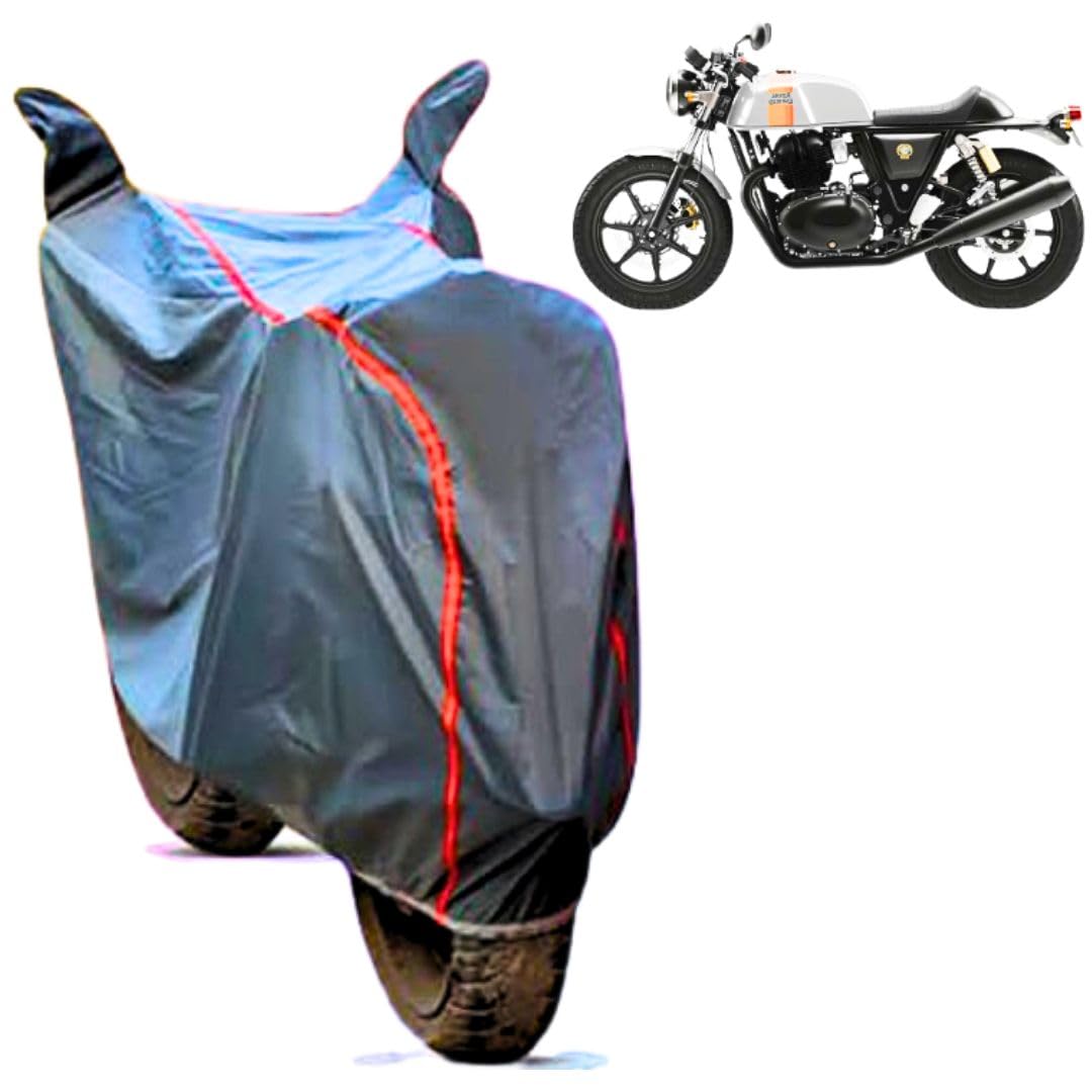 STARTEN Engine Protection Against UV Made of Polyester and Pure Cotton Inside Water Proof Grey Color with Red Piping Bike Cover for (Royal Enfield Continental GT 650)