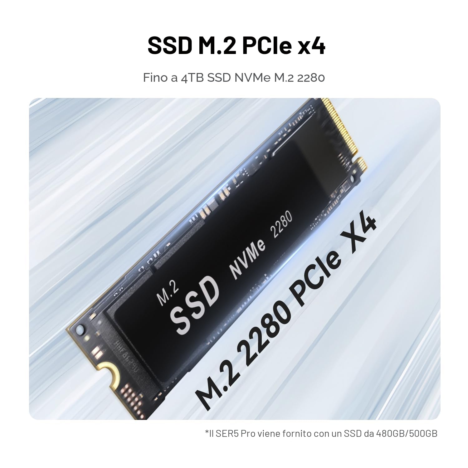 Beelink SER5 Pro Mini PC, Mini Computer con AMD Ryzen 5 5625U (6C/12T up to 4.3Ghz), 16G DDR4 SO-DIMM + 480G NVMe M.2 2280 SSD, 2500Mbps LAN, WiFi 6, BT 5.4, DP, HDMI, Type-C