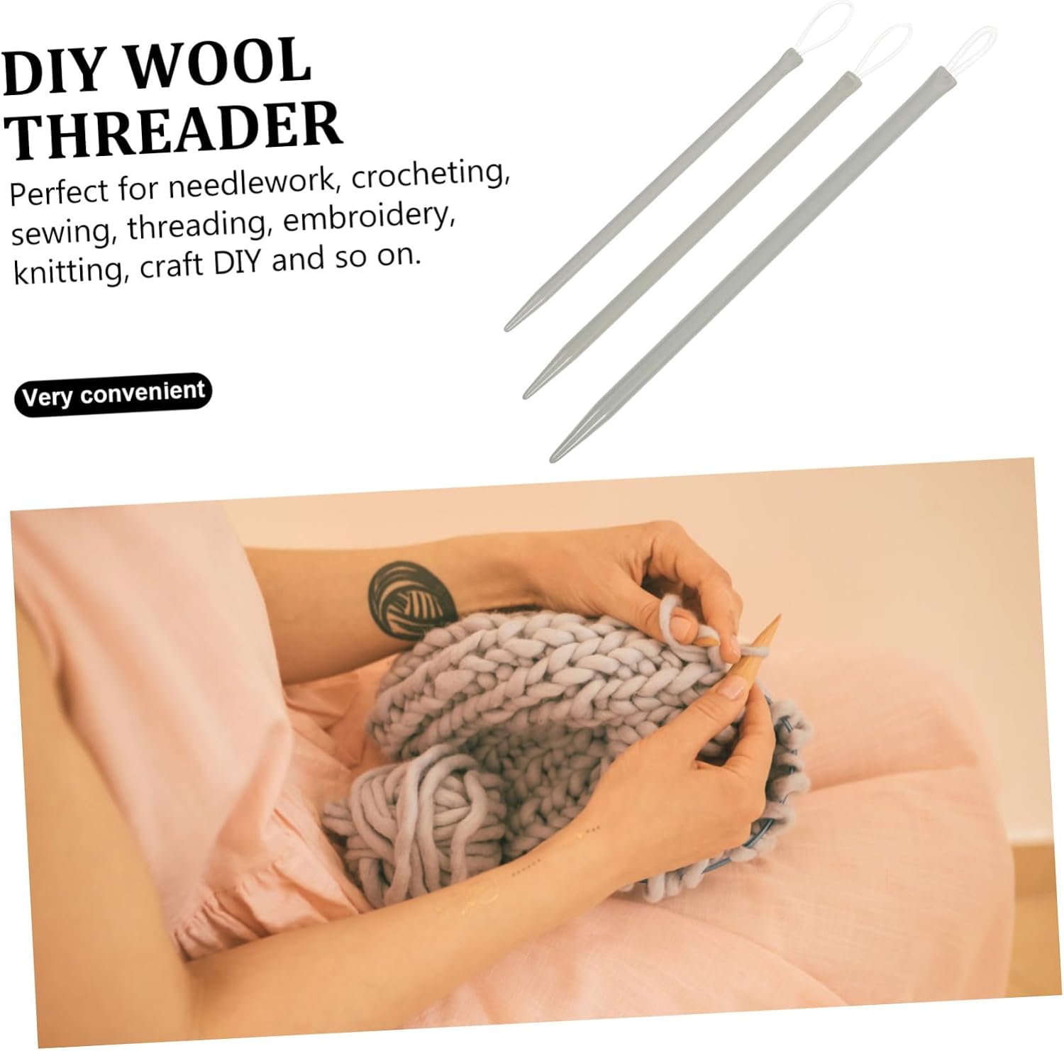 VILLFUL 6pcs Wool Threader Yarn Threader Set for Knitting Needles for Sewing Wool Needles for Yarn
