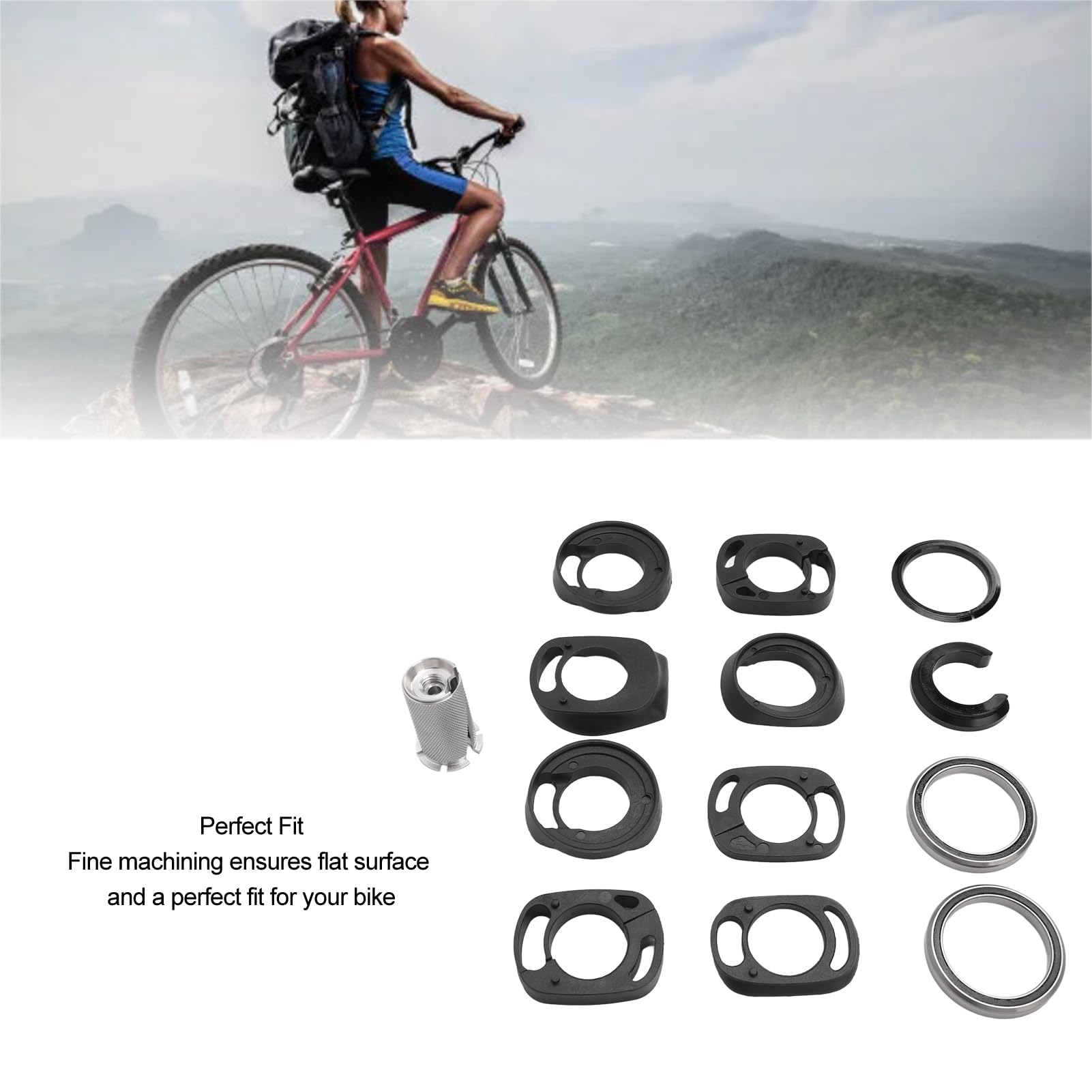 Juego de dirección para bicicleta con soporte de procesamiento CNC, espaciador de enrutamiento interno, tapa superior inferior y juego de cojinetes para bicicletas de montaña.