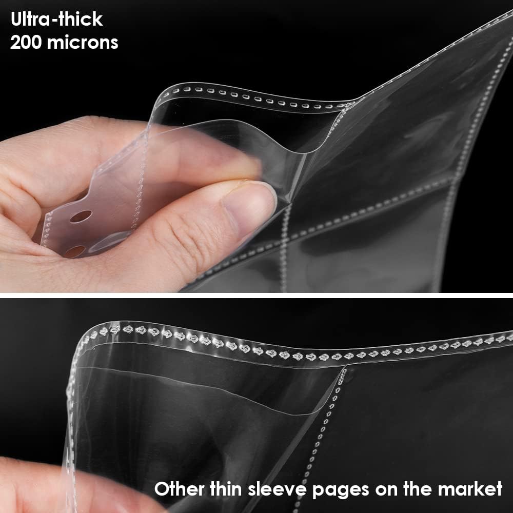 Baskiss 120 Pockets Kpop Photocard Protector, Single Sided 30 Pack Heavyweight Sheet Protector Sleeve Fits A5 Binder for Kpop Album MD Photocards (4-Pocket Page) : Office Products