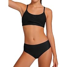 Girls Swimsuits for Teens Bikini 2026 Solid Teen Bathing Suits Adjustable Straps Swimwear Padded 8-15 Years