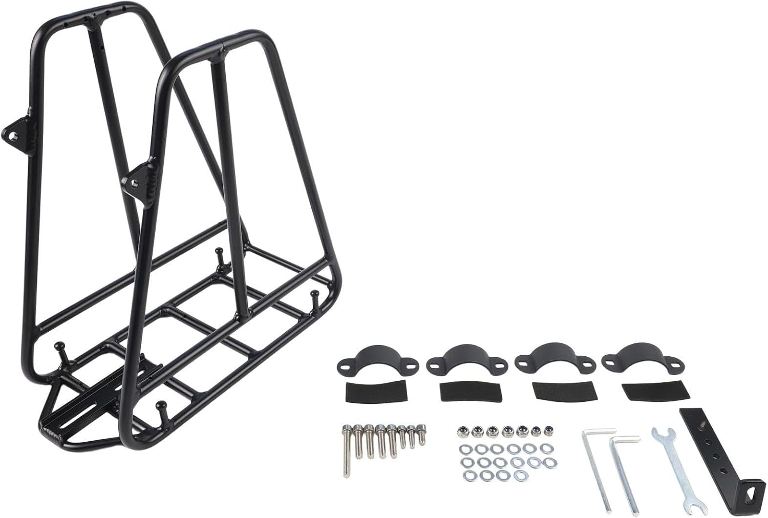 Bike Front Rack Aluminum Alloy Bicycle Cargo Shelf for Mountain Bike Scooter, 4mm Steel Link Lightweight Carrier with High Load Capacity