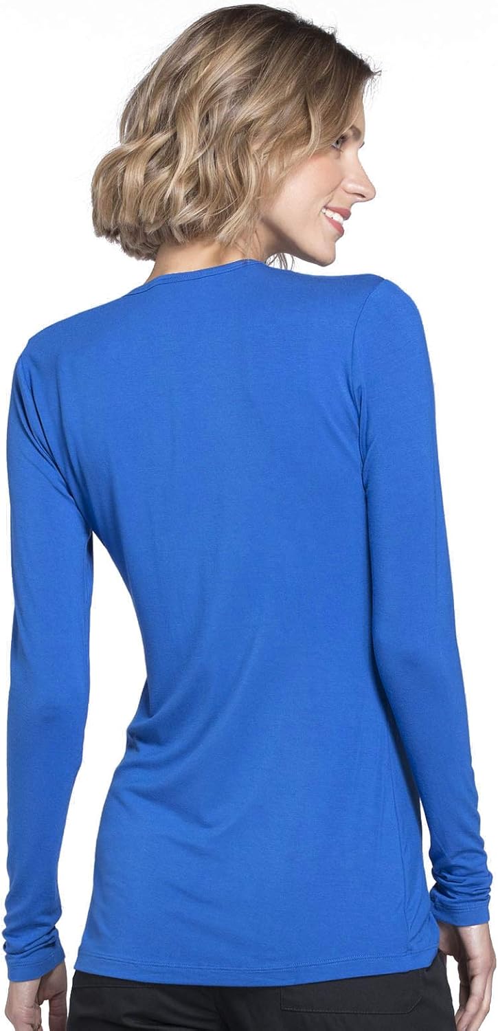 Cherokee Long Sleeve Underscrub for Women Modern Classic fit Soft Crew Neck Knit Tee with 2-Way Stretch - 4881