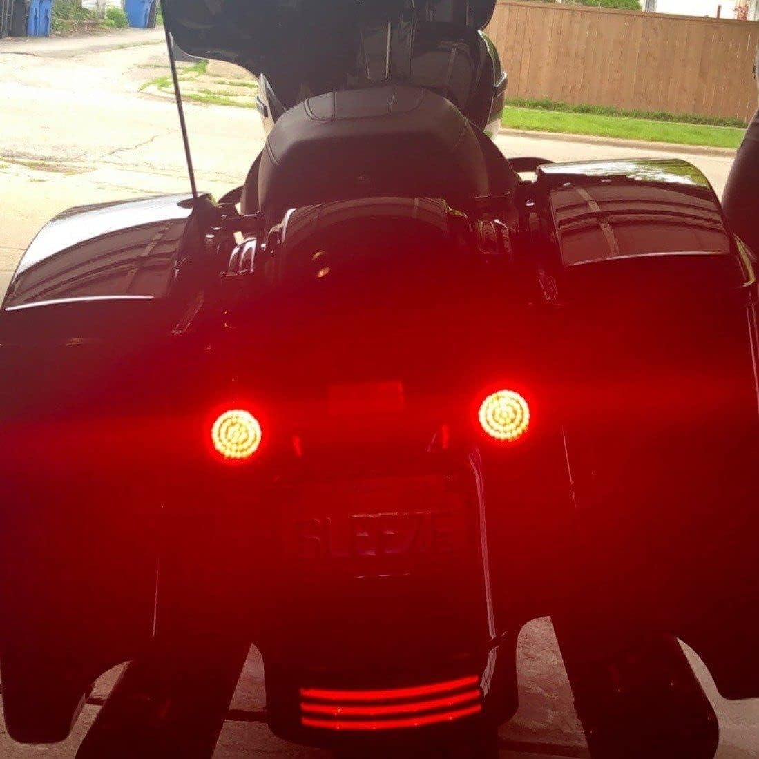 Eagle Lights 8748RTS 2 Inch Rear LED Turn Signals with Halo Running Lights and Brake Lights Compatible With Harley Davison® Motorcycles - Generation I / 1157 Base/Red