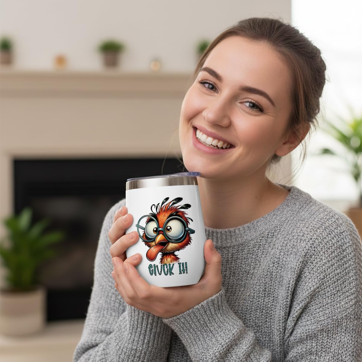 Funny Quotes Wine Tumbler, Sarcastic Cartoon Bird Gifts Bird Decor Stuff Double Wall Vacuum Insulated Coffee Mug Wine Glass 12 oz Tumbler with Lid for Dad Mom Birthday Mothers Fathers Day Christmas - Image 3