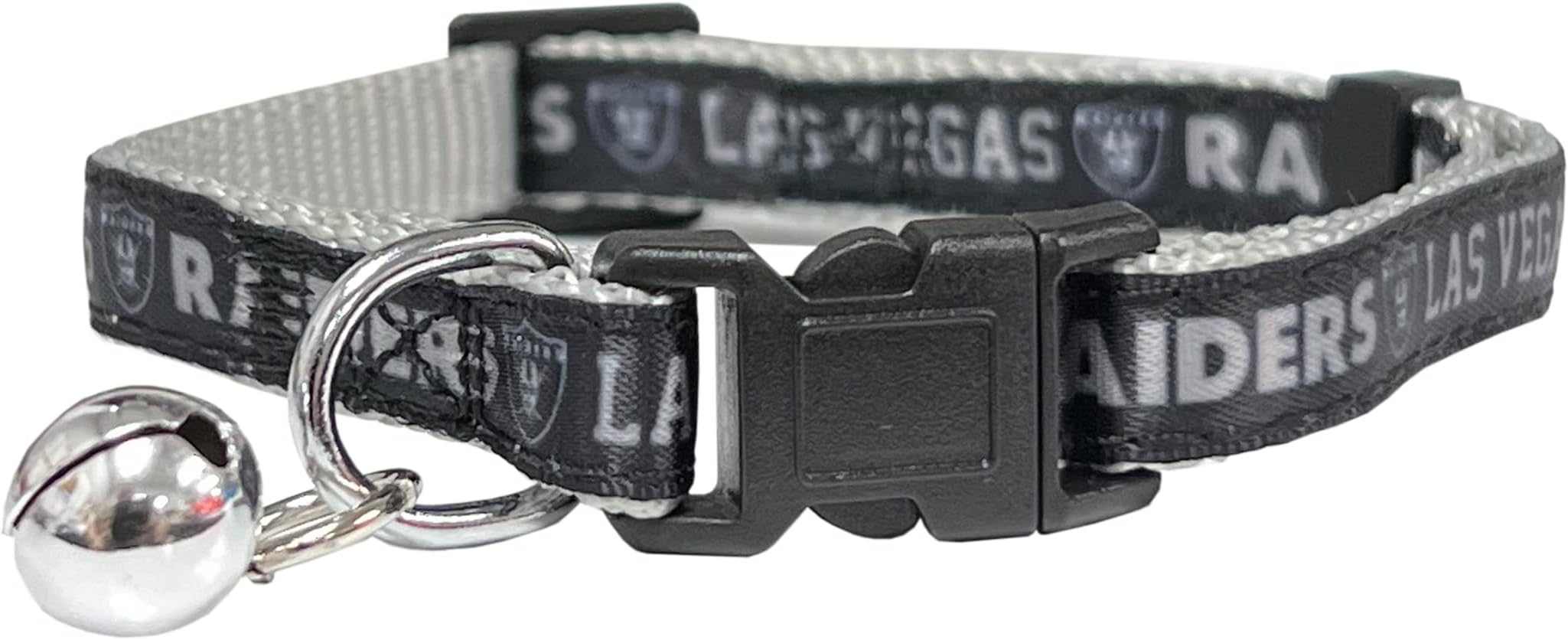 NFL CAT Collar Las Vegas Raiders Satin Cat Collar Football Team Collar for Dogs & Cats. A Shiny & Colorful Cat Collar with Ringing Bell Pendant