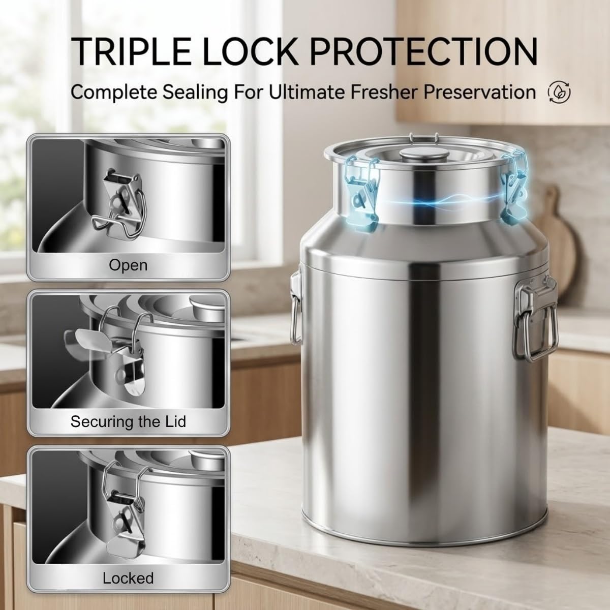 Jarra de Leche de Acero Inoxidable, 5-100L Cubo Sellado Bidón de Leche