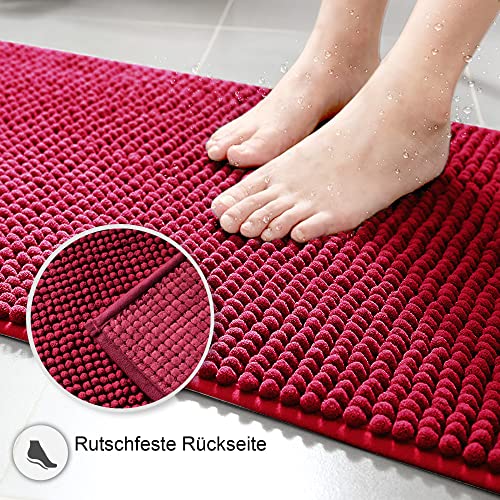 Decomira Badematte rutschfest | Als Badteppich Set kombinierbar | Badezimmer-Teppich Bad-Vorleger waschbar aus Chenille… – Bild 7