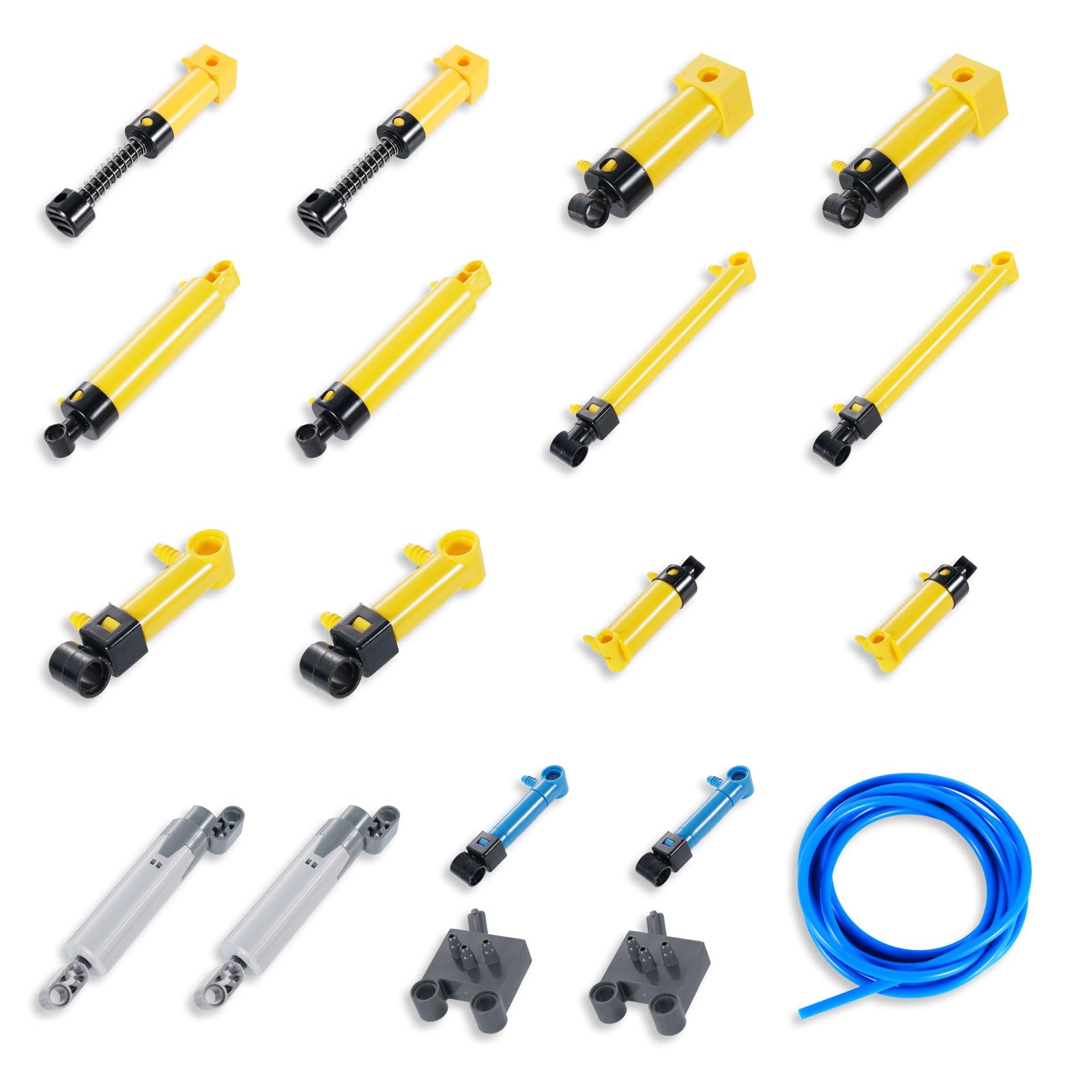 Set pneumatico, APKLVSR 19 pezzi pneumatici con 10 tipi di cilindri pneumatici, aste di pressione a pistone MOC, kit pneumatici per modelli di carrozze/camion