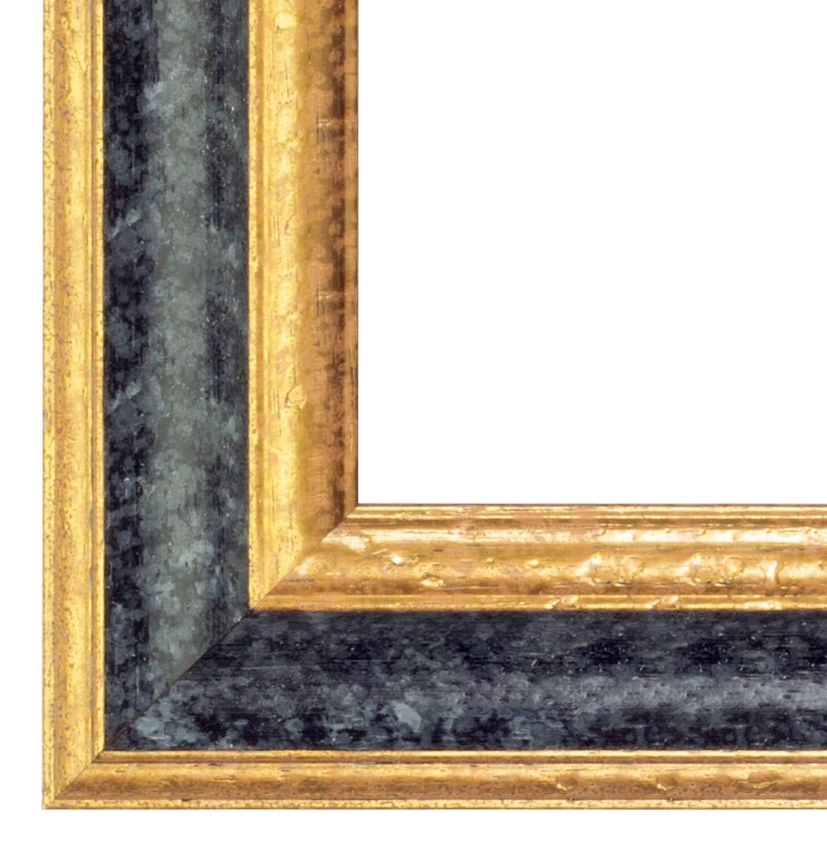 BIRAPA Florenz Holzbilderrahmen 29,7x42 cm (DIN A3) Schwarz Gold - Bilderrahmen Vintage Holz mit Zierleiste innen und außen, Wechselrahmen, Hochwertiger Holzrahmen
