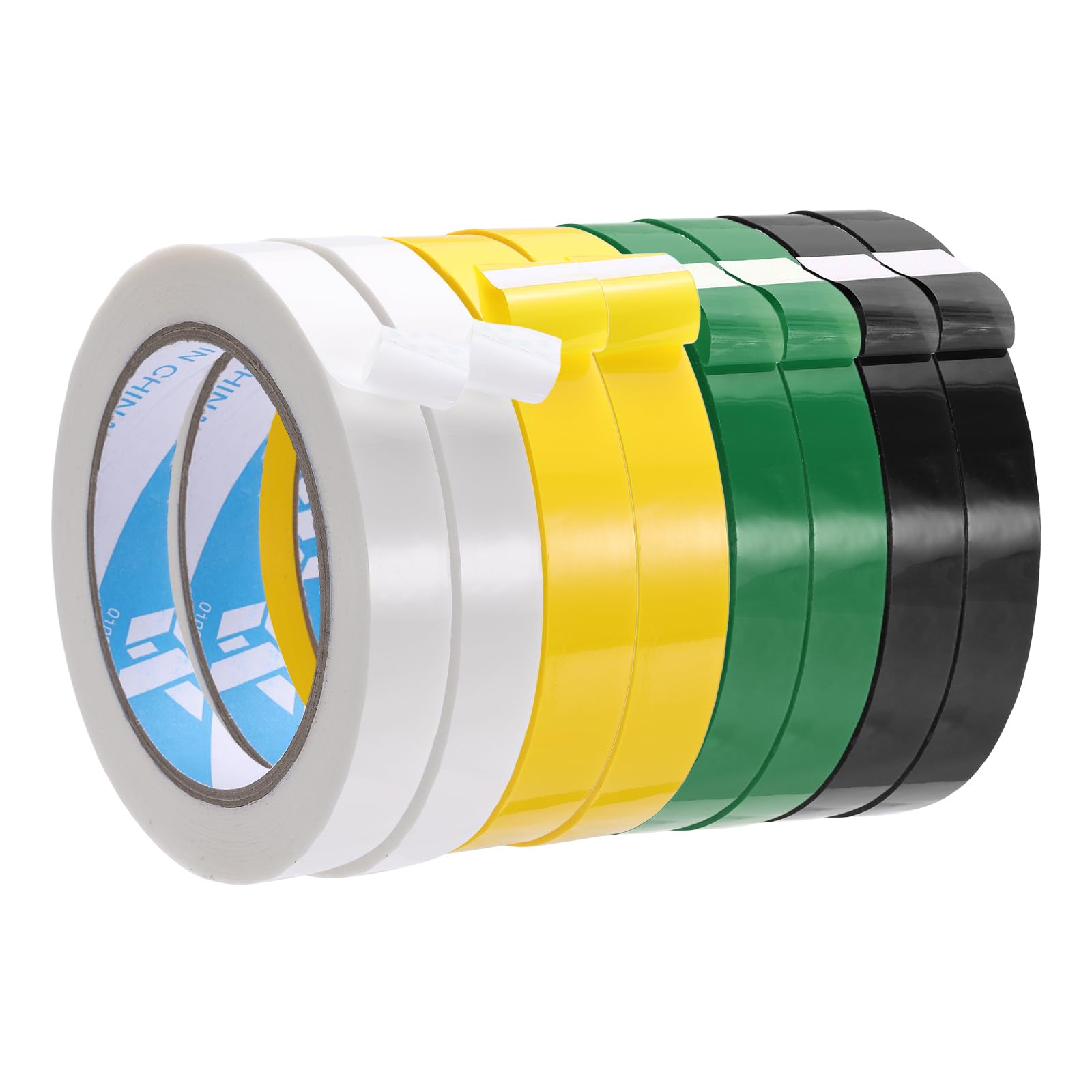 sourcing map 8Pcs Poly Bag Sealing Tape, 9/16" x 98.4 Yard Plastic Bag Sealer Tape Packaging Sealing for Shops Packaging Food Vegetable Meat Cake Bread Freezer Ice, Yellow/Green/Black/White
