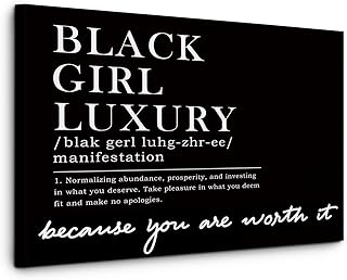 JINYO Black Girl Luxury Definition Canvas Wall Art Framed, Juneteenth Decor, Black Girl Magic African American Woman Poster Prints Wall Decor for Girls Bedroom Dorm, 11x14 Inch