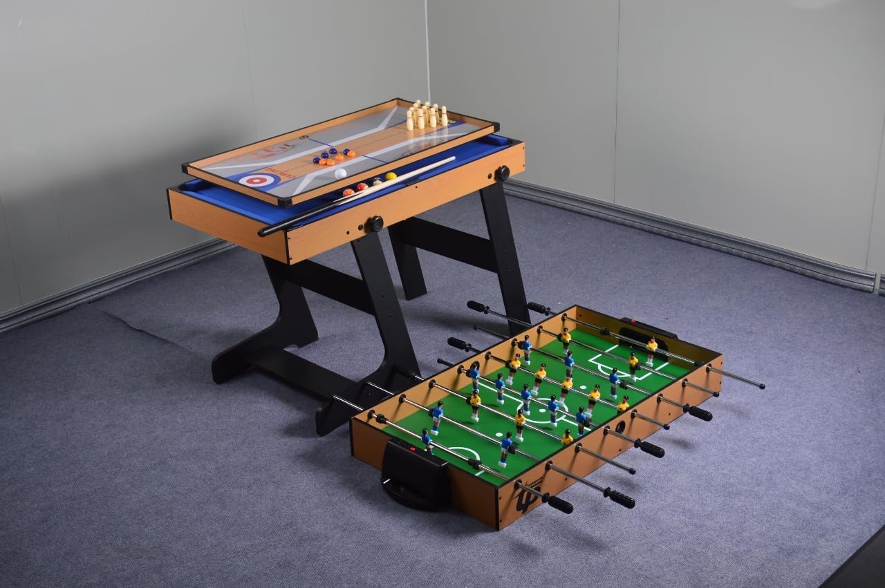 RUP Multi Game 5 in 1 Combo With Foosball/Soccer, Pool, Mini TT, Shuffleboard, Bowling for Game Room, Home, Family (Adults & Kids)