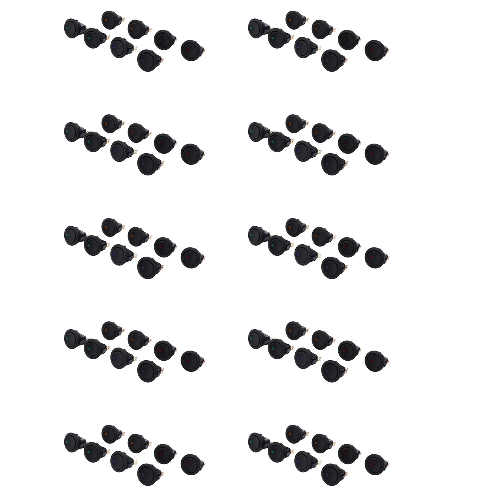 Ctrlzs Light 80Pcs Led Dot 12V Car Auto Boat Round Rocker On/Off Toggle Spst Switch