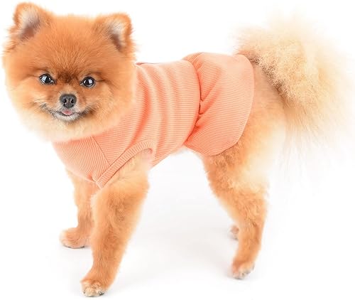Miniatura 9 de SMALLLEE_LUCKY_STORE Vestido de arnés para perro de color liso, lindo vestido de punto para perros pequeños, gatos y niñas con anillo en D, falda