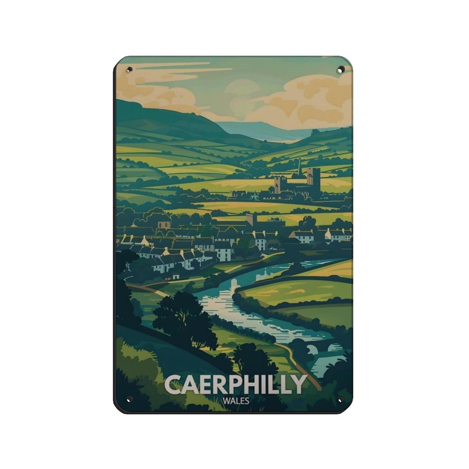 Lxwnze 20L X 30W Cm Caerphilly Poster, Wales City Art Tin Sign Vintage Metal Pub Club Cafe Bar Home Wall Art Decoration Poster Retro 8X12inch(20X30cm)