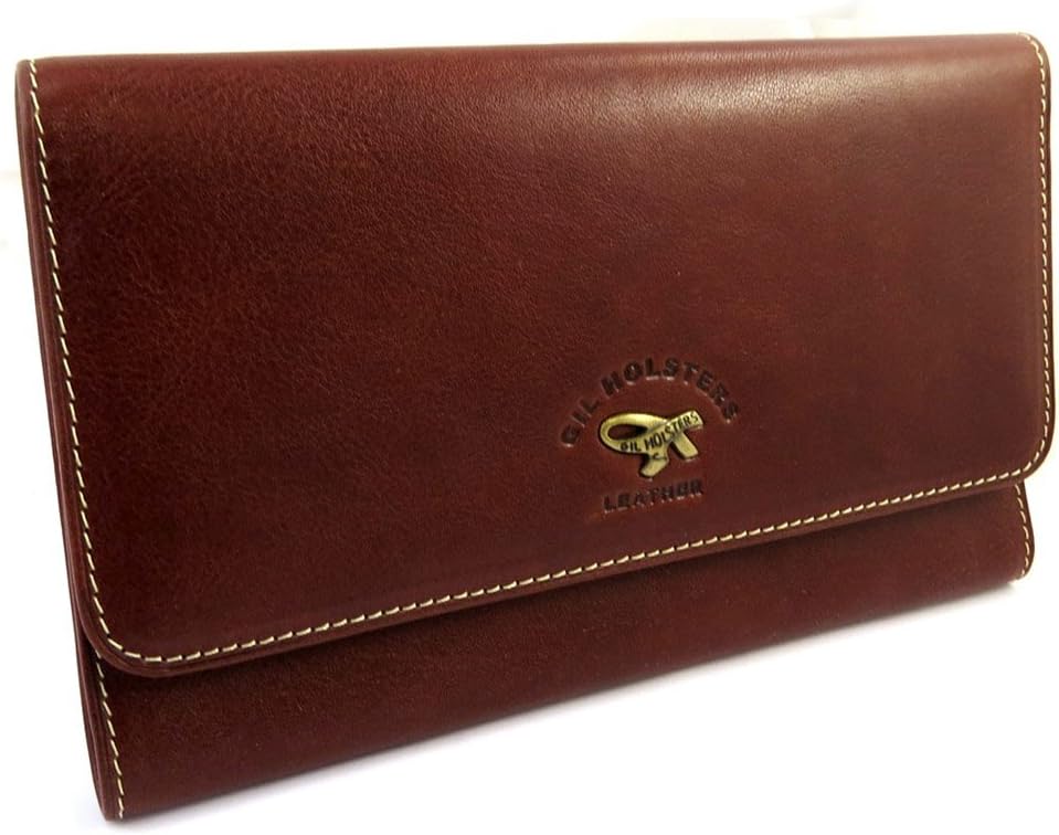 Leather wallet + checkbook holder 'Gil Holsters' brown.