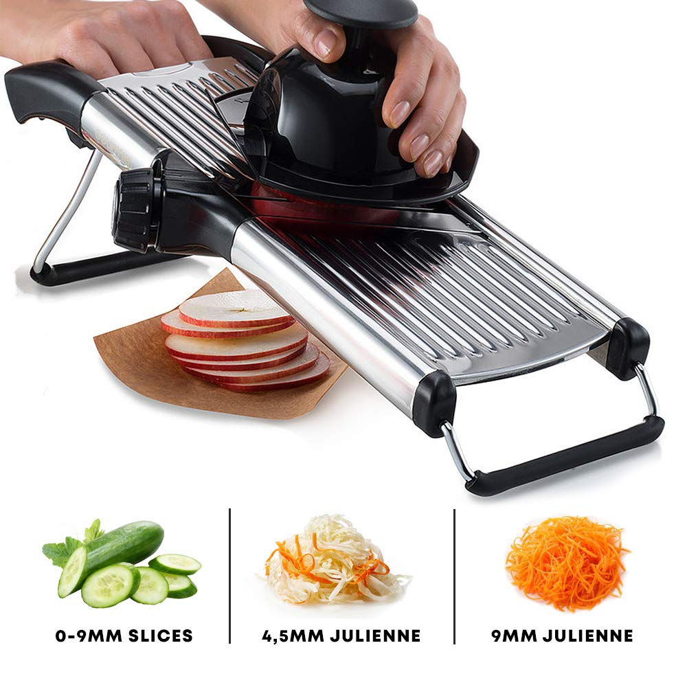 Cortador de mandolina ajustable, cortador de verduras y frutas de acero inoxidable, herramienta de cocina profesional para juliana, rebanar, patatas fritas y patatas fritas