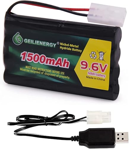 GEILIENERGY Paquete de baterías recargables NI-MH de 9,6 V con conector Tamiya estándar para coche RC, robots y OTC Genisys 239180 y escáner
