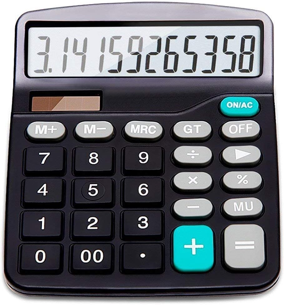 12-Digit Solar Battery Basic Calculator (Battery Included)