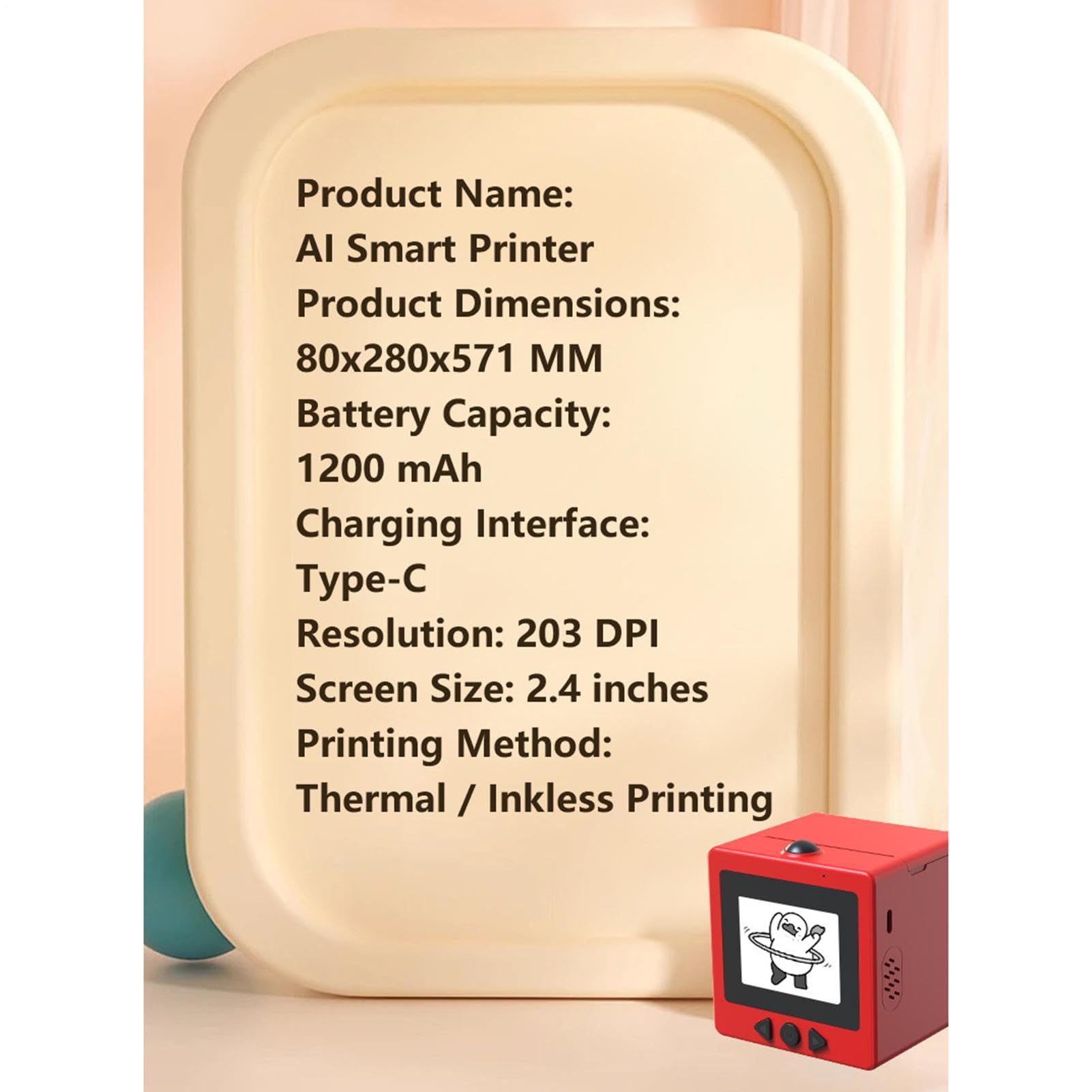 Impresora De Cajas De Pegatinas AI | Impresora Inteligente Con Cajas De Pegatinas De Voz Con IA Con Pantalla De 2,4"|Mini Fabricante De Pegatina-s Térmicas, Educativo Para Niños,bricolaje,fotos