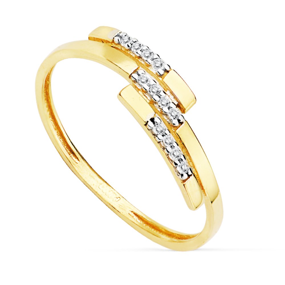 Alda Joyeros Sortija de Mujer Oro Bicolor 18 kilates Anillo Joya Ogaki