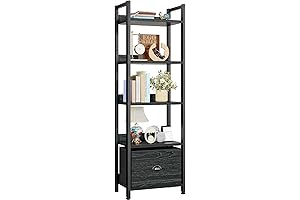 Furologee 5 Tier Bookshelf with Drawer: Vertical Space Saviour for Home and Office