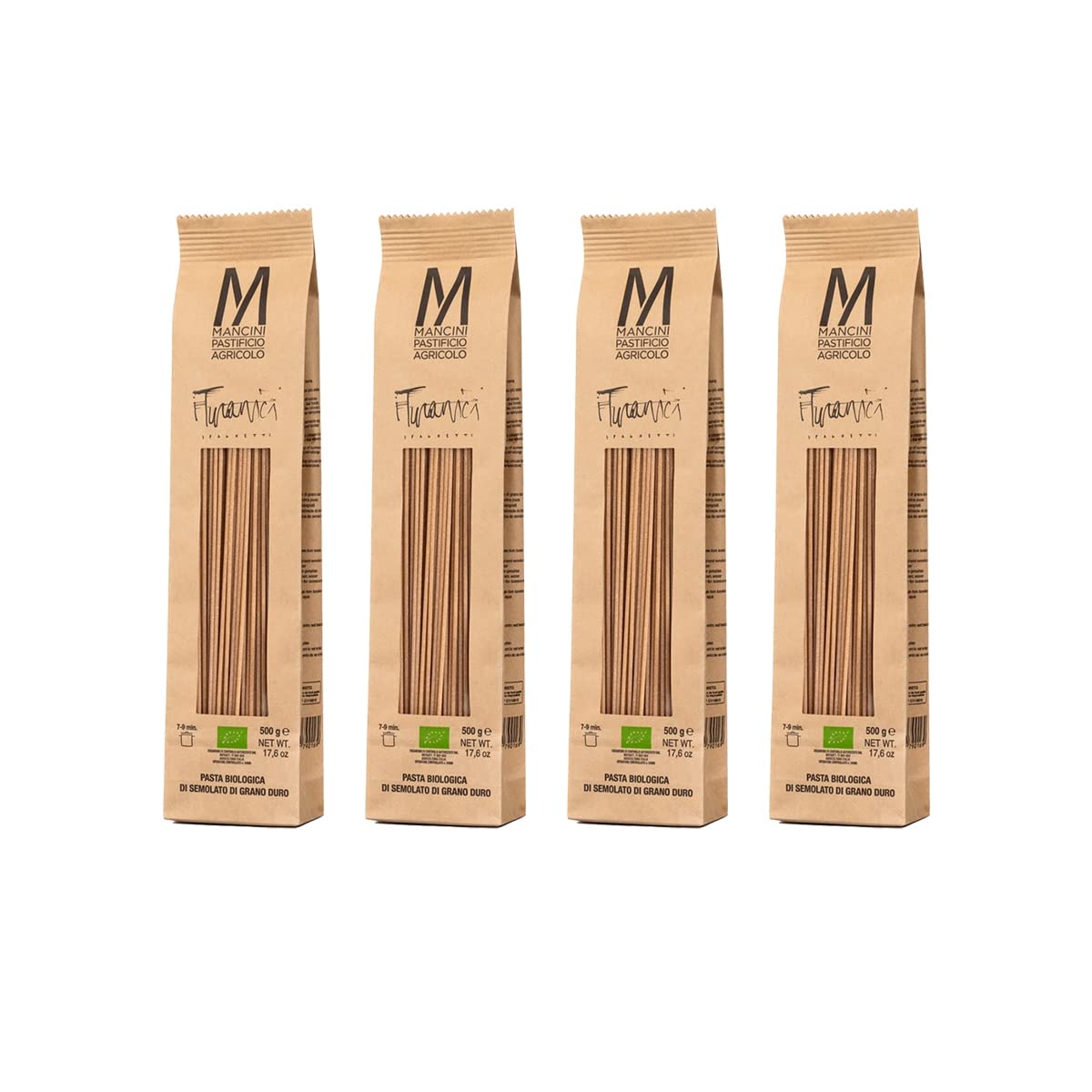 Mancini Pastificio Agricolo - Spaghetti Turanici Körner 2 kg (4 Packungen à 500 g)