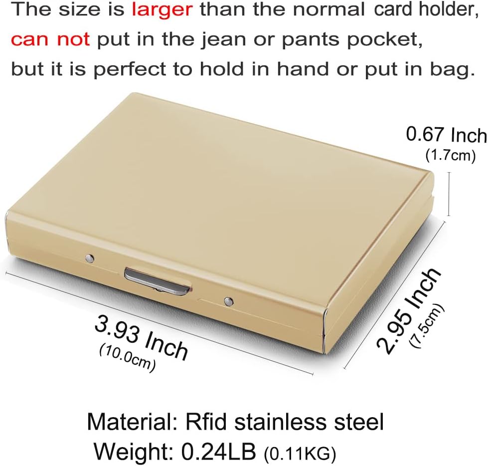 EASTNIGHTS RFID Credit Card Holder Protector Metal Credit Card Wallet Business Card Holder for Men Women Gift Box Package (Gold) - Image 5