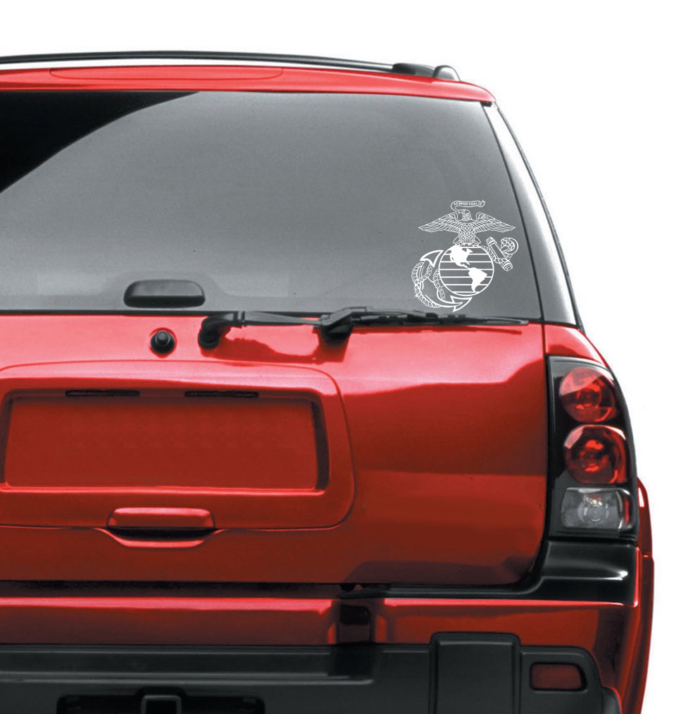 Medium White US Marine Corps Eagle Globe and Anchor Vinyl Decal