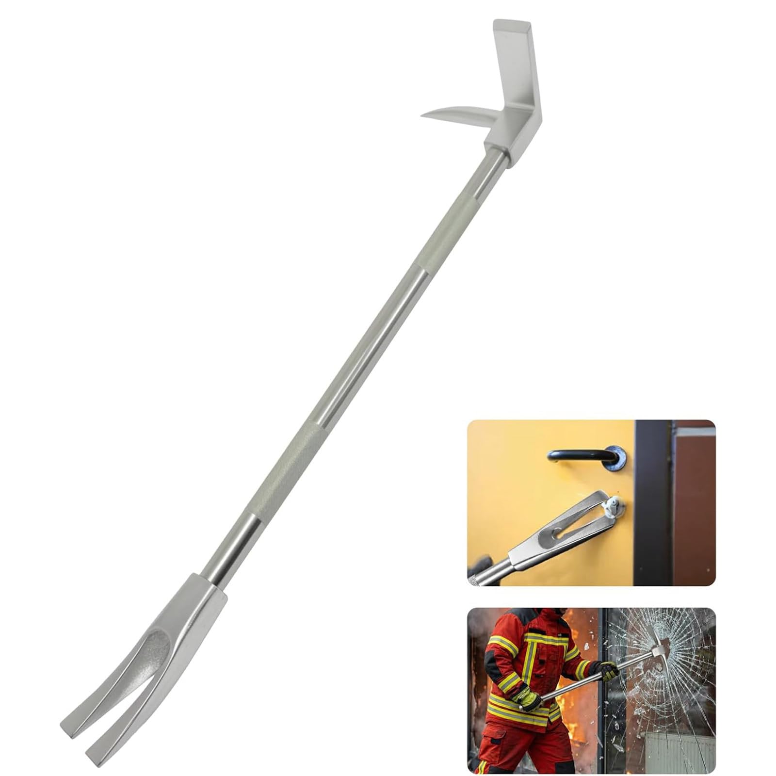 XNZJHPP 24in Forged Steel Emergency Rescue Tool - Multifunctional Crowbar with Anti-Slips Handle, Optimized Lever, Axes Heads Spike Fork for Demolition and Metal Cutting (36in)