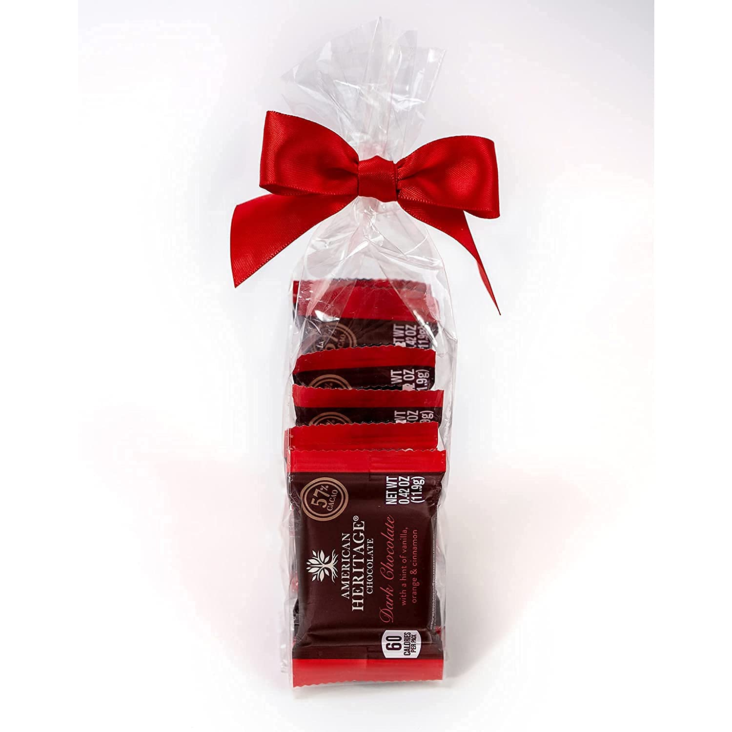 American Heritage Chocolate, Artisanal Tasting Squares, 57% Cacao, Dark Chocolate with Hints of Vanilla, Orange, and Cinnamon in a Single Bite (8 Pieces)